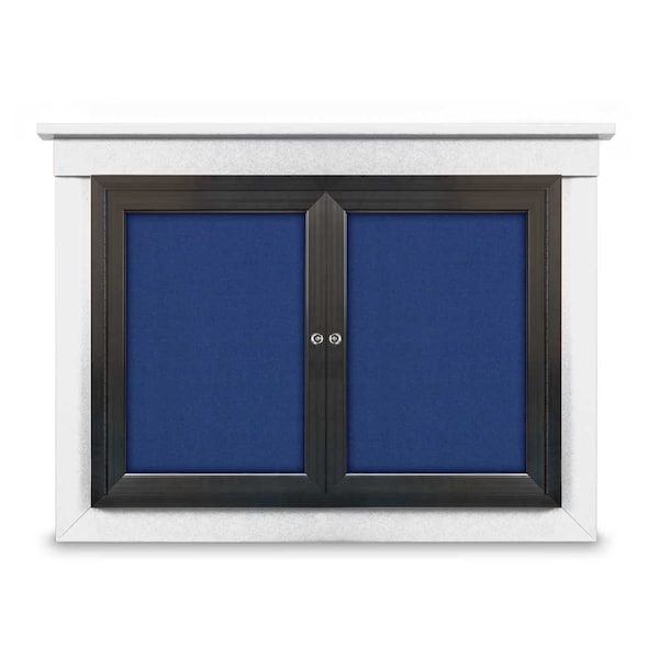 48"x36" 2-Door Enclosed Letterboard, Header, Grey Felt/Cherry